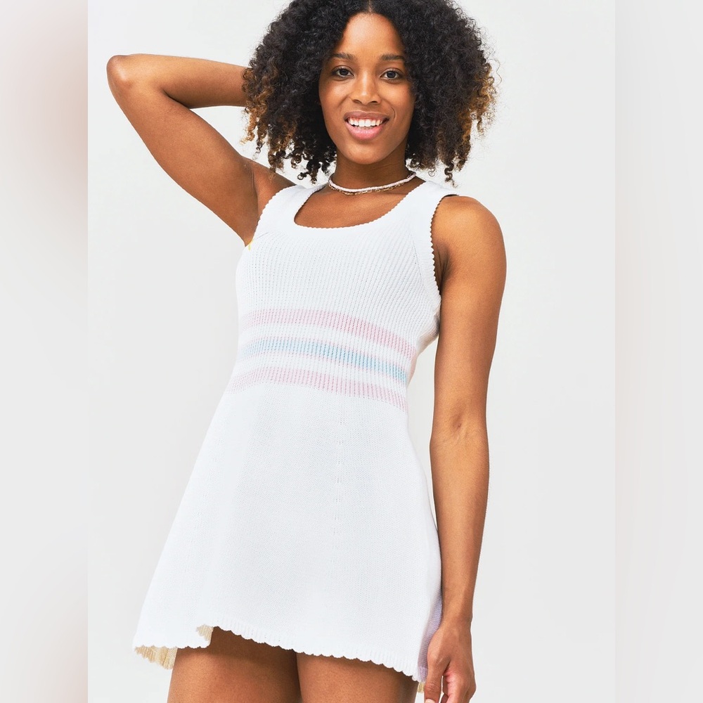 LoveShackFancy Indiana Tennis Mini Knit/Sweater Dress, Sz Medium (New) White - Picture 6 of 16